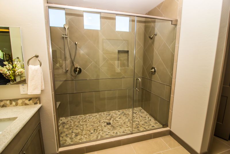 Open Walk-In Shower with Minimal Hardware